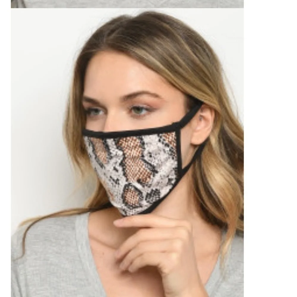 Soft 2 ply face mask, snakeskin design, new